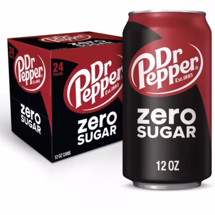 Dr Pepper Zero Sugar Soda Pop, 12 fl oz, 24 Pack Cans